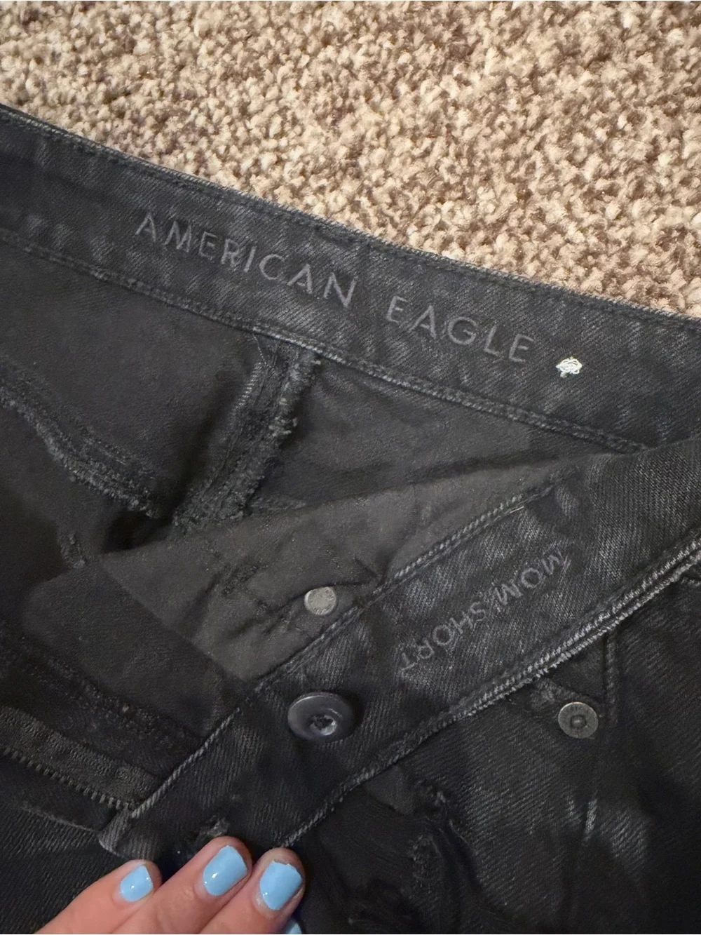 American Eagle Outfitters Black Distressed Denim Shorts